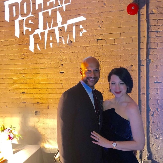 Elisa Pugliese as seen in a picture with her beau Keegan-Michael Key on the premier of Dolemite Is My Name in September 2019