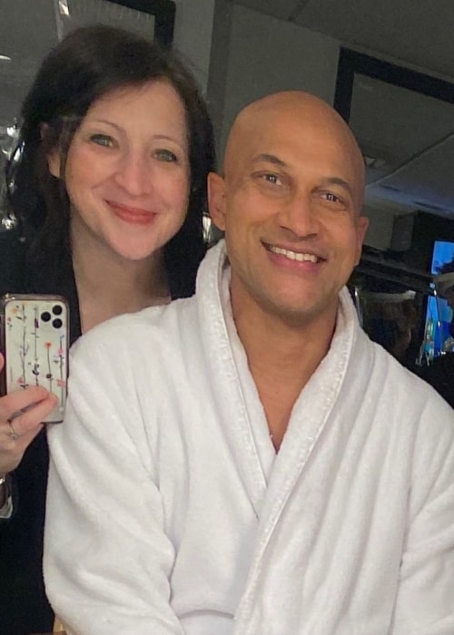 Elisa Pugliese as seen in a selfie with her husband Keegan-Michael Key backstage at Saturday Night Live in May 2021