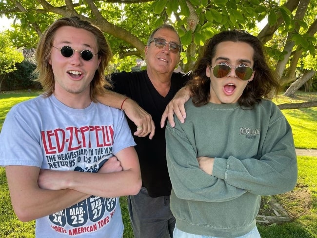 From Left to Right - Sacha Carlson, Kenny Ortega, and Charlie Gillespie in Los Angeles, California in April 2021