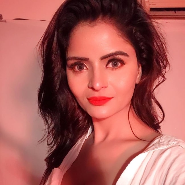 Gehana Vasisth as seen while taking a selfie in December 2020