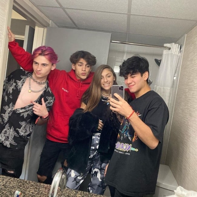 Julian Jara in a selfie with Jersey Stout, Chris Arana, and Gabriel Outen in October 2019