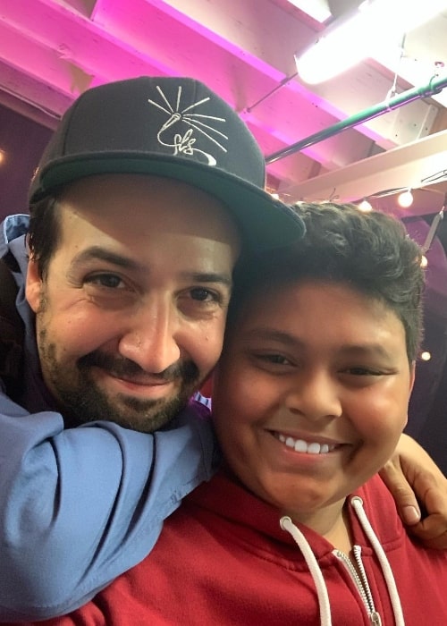 Luke Islam (Right) smiling for a picture alongside Lin-Manuel Miranda in October 2019