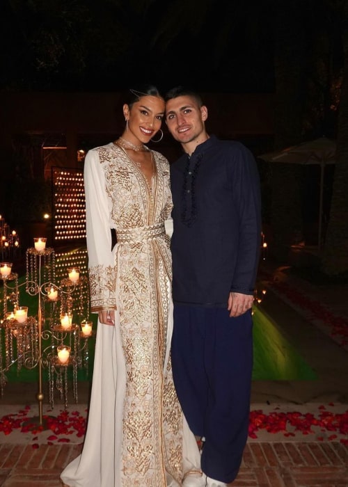 Marco Verratti and Jessica Aidi, as seen in December 2020