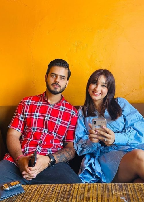 Nitish Rana and Saachi Marwah, as seen in July 2020