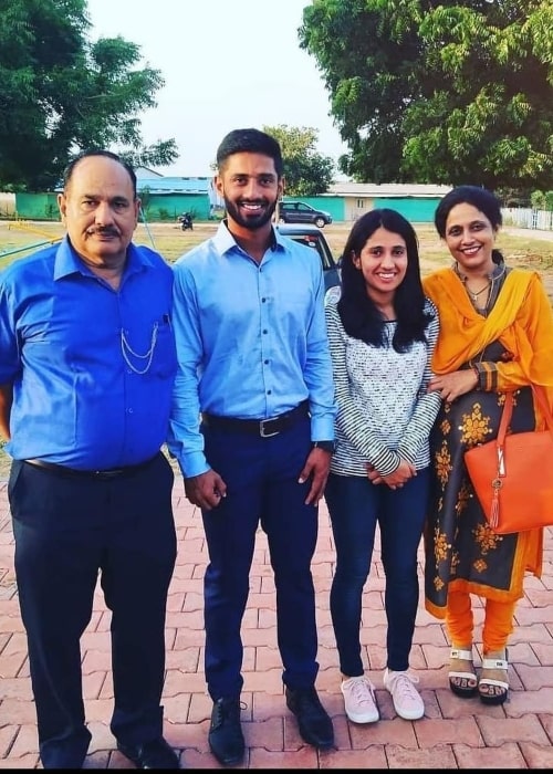 Rahul Tripathi, with his parents and sister, as seen in February 2021