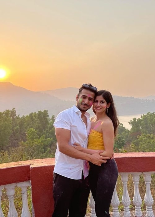 Sakshi Malik and her beau Santul Katahra as seen in a picture that was taken in March 2021