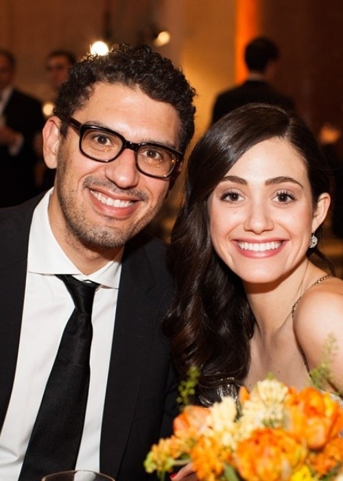 Sam Esmail and Emmy Rossum, as seen in August 2014