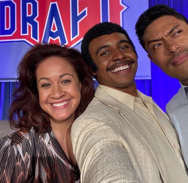 Stacey Leilua as seen while smiling for a selfie alongside Joseph Lee Anderson (Center) and Uli Latukefu in April 2021