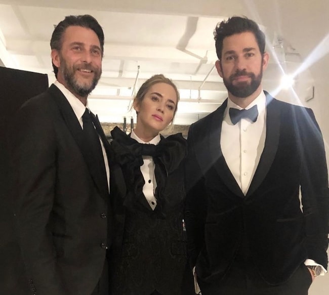 Andrew Form (Left) posing for the camera alongside Emily Blunt and John Krasinski