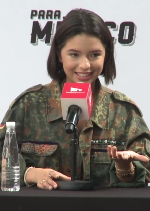 Ángela Aguilar as seen in a screenshot that was taken from a press conference video that was held on December 4, 2019