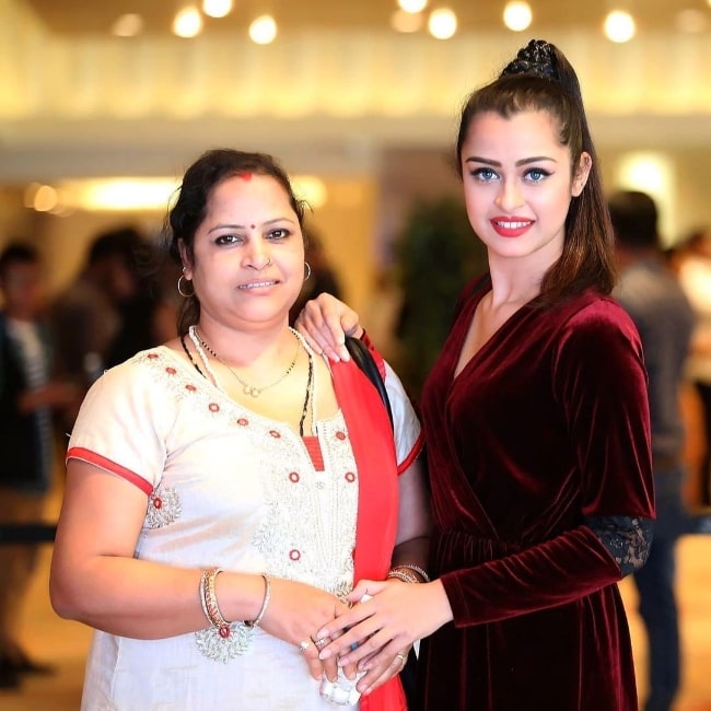 Apsara Rani and her mother posing for the camera