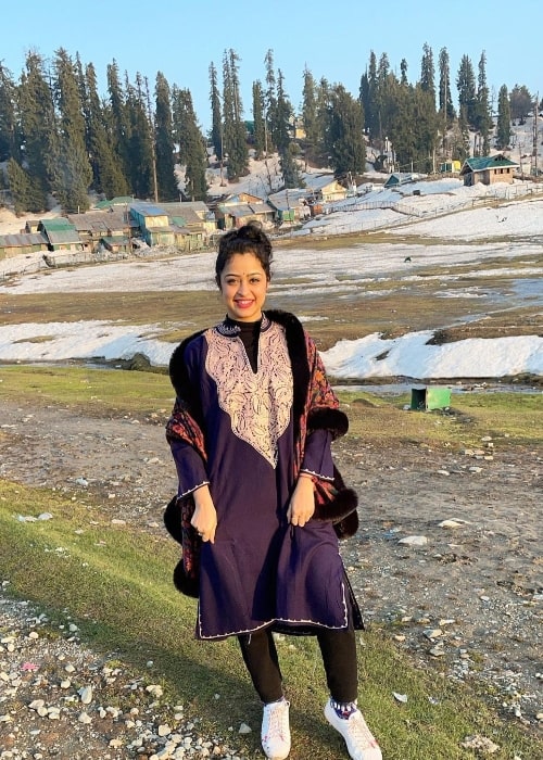 Apsara Rani as seen in Gulmarg Gondola in Gulmarg, Jammu and Kashmir in April 2021