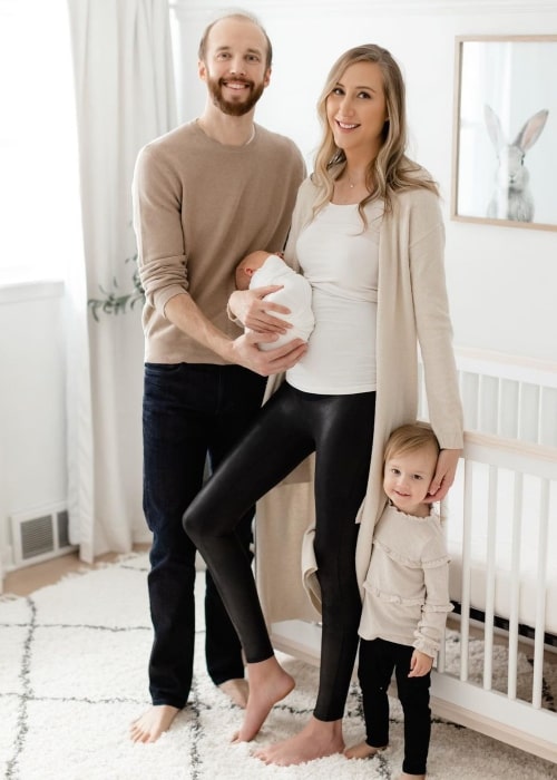 Carly Cristman with her husband Cody Carson and their children Kennedy and Theodore in January 2021