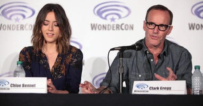 Clark Gregg and Chloe Bennet speaking at the 2016 WonderCon, for 'Marvel's Agents of S.H.I.E.L.D.', at the Los Angeles Convention Center in Los Angeles, California