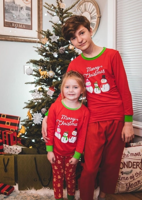 FaZe H1ghSky1 as seen in a picture that was taken with his younger sister Grace Victoria in December 2020