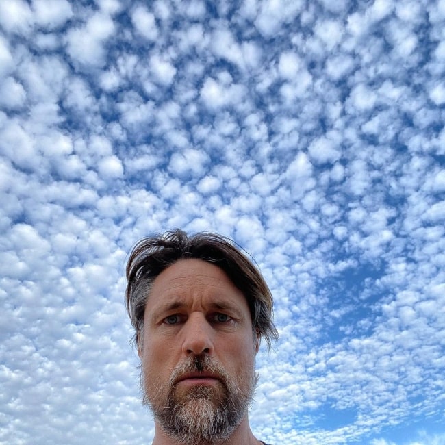 Martin Henderson taking a selfie while also capturing the stunning clouds in Malibu, California in December 2020