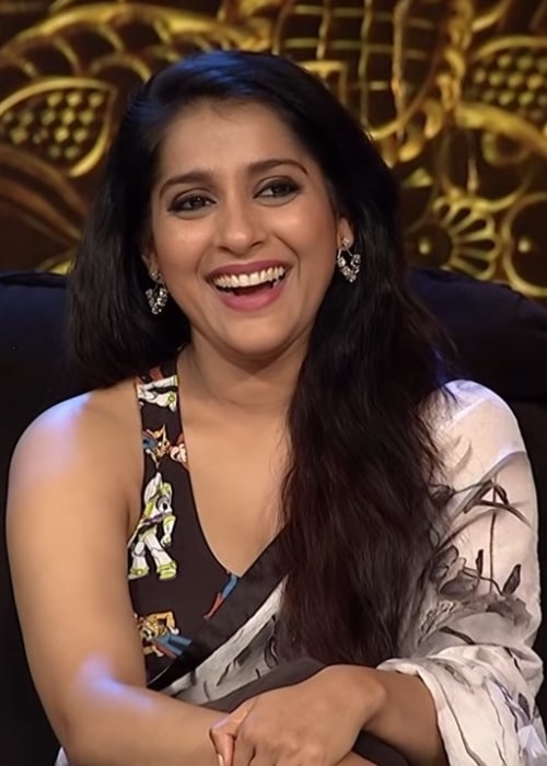 Rashmi Gautam on the sets of 'Extra Jabardasth' in September 2019