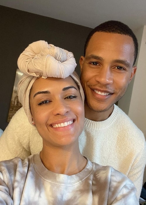 Trai Byers smiling in a selfie alongside Grace Byers in February 2021