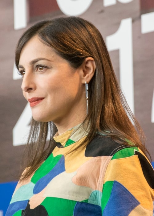 Amira Casar as seen in a picture that was taken at the press conference of the film Call Me by Your Name at the 2017 Berlin International Film Festival on February 13