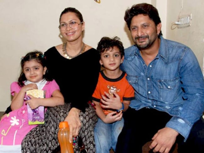 Arshad Warsi pictured with wife Maria Goretti and children in 2010