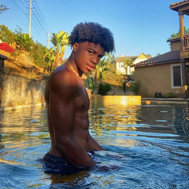 Ceyair J. Wright as seen while posing shirtless for the camera in July 2020