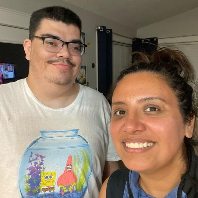 Cristela Alonzo smiling in a selfie with her nephew Sergio in May 2021
