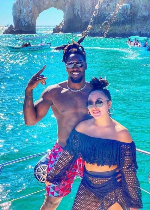 DeMarcus Lawrence as seen in a picture with his wife Sasha Lawrence in February 2021