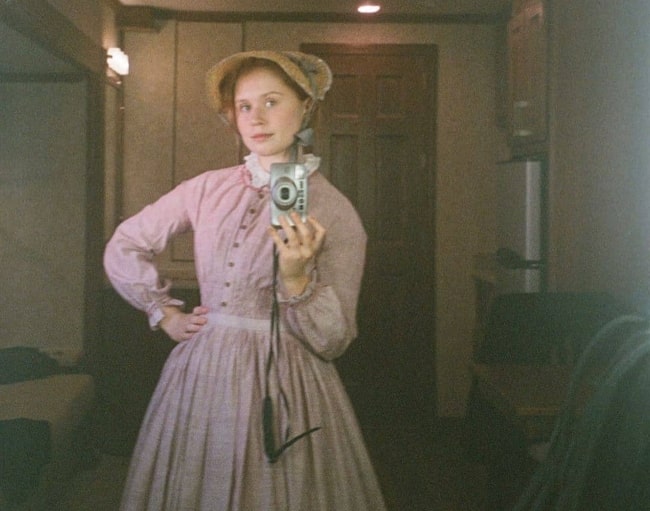 Eliza Scanlen sharing her selfie while on the set of Little Women (2019)