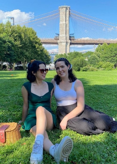Julia Rehwald and actress and friend Delaney Feener in July 2021