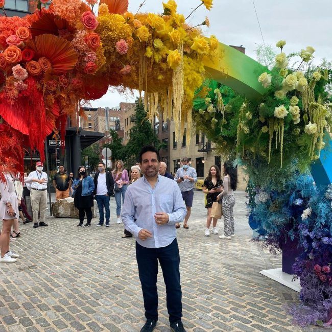 Mario Cantone seen smiling in New York City during pride month in 2021