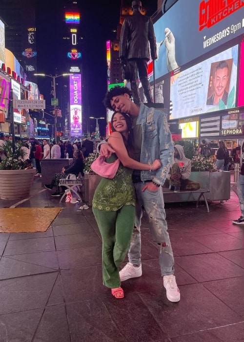 Paeka as seen in a picture with her beau Elijah Rivera at Times Square, New York City in June 2021