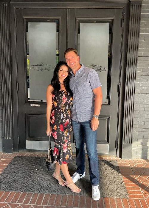 Adam Gottschalk as seen while posing for a picture alongside Raven Gates at Nick & Sam's Steakhouse in August 2021