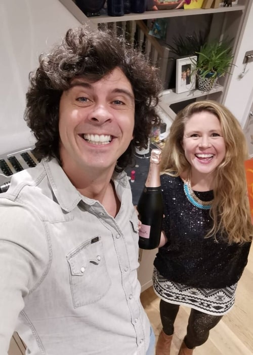 Andy Day smiling in a selfie alongside Kat Woolfe