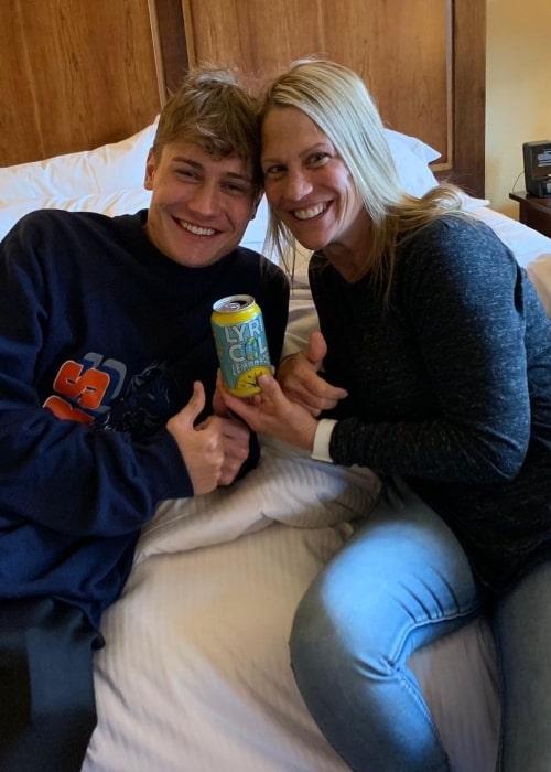 Cole Bennett with his mother, as seen in May 2020