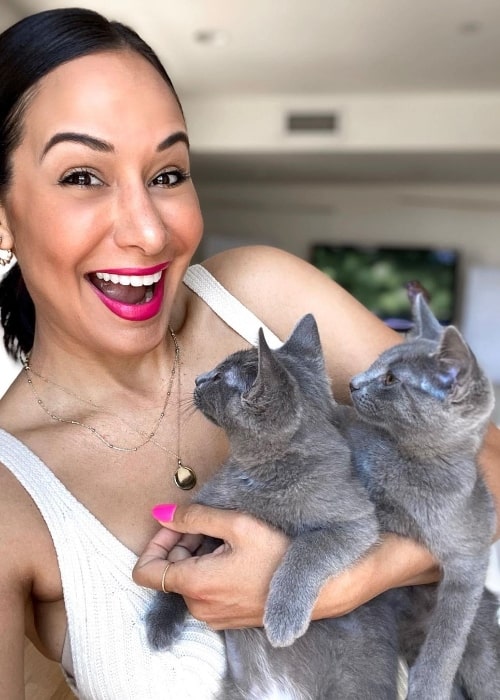 Jo De La Rosa in a picture with her adopted kittens, Kovu and Kai, in Los Angeles, California in June 2021
