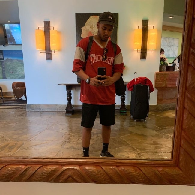 Kelvin Harrison Jr. as seen while taking a mirror selfie in September 2019