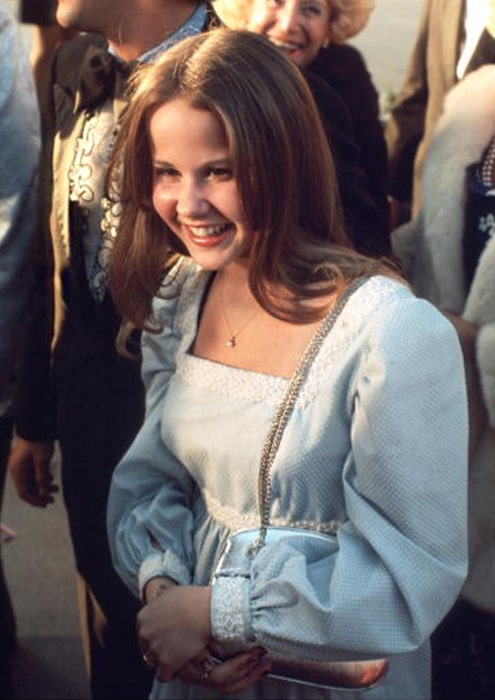 Linda Blair pictured while attending the 46th Academy Awards in 1974, where she received her first Academy Award nomination for 'The Exorcist' (1973)