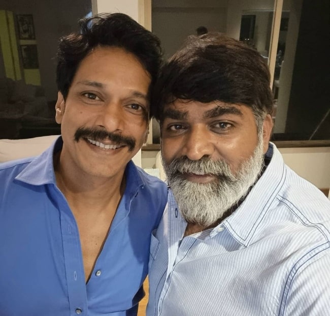 Mahesh Shetty (Left) and Vijay Sethupathi in July 2021