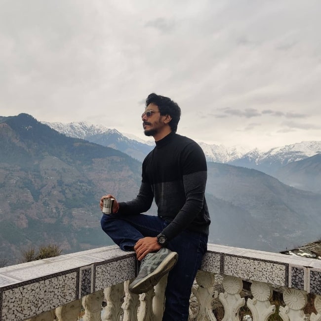 Mahesh Shetty as seen while enjoying his time in the mountains