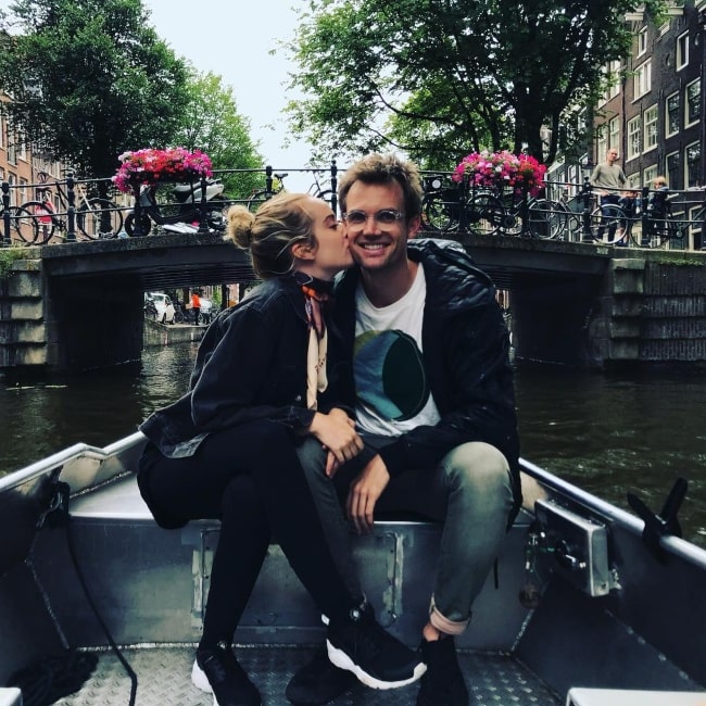 Megan Park as seen in a picture with her spouse musician and singer Tyler Hilton in Amsterdam, Netherlands in July 2018