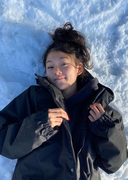 Momona Tamada pictured while enjoying her time in the snow in December 2020