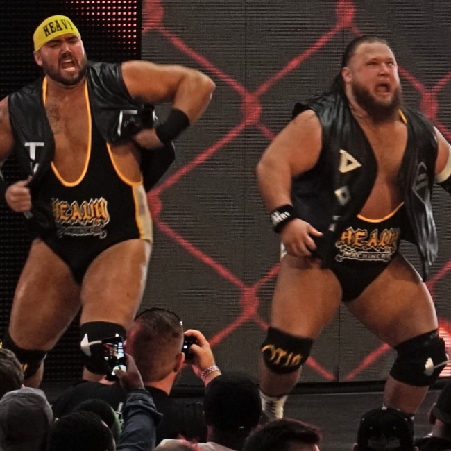 Otis Dozovic (right) and Tucker Knight (left) at NXT TakeOver_ New Orleans in April 2018