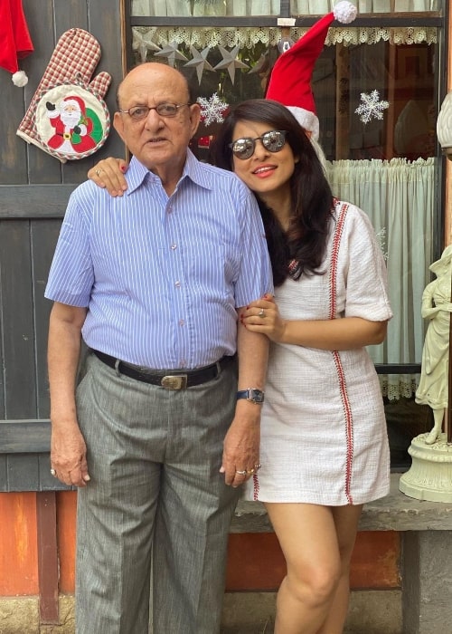 Simple Kaul as seen while posing for a picture alongside her father