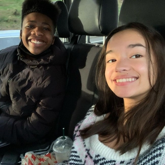 Sophia Hammons as seen in a selfie with actor Christian J. Simon in November 2020