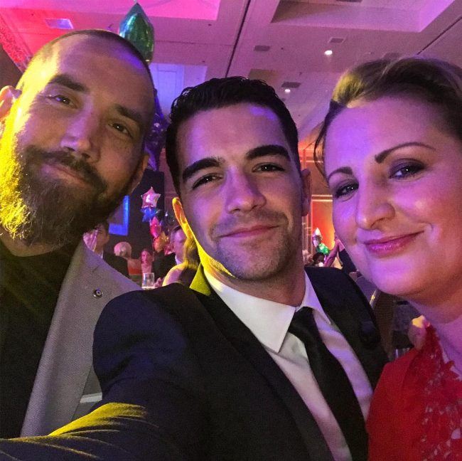 Tony Bellissimo as seen with Marty Kudelka (left) and Mandy Moore in 2018