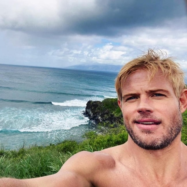 Trevor Donovan as seen while taking a shirtless selfie in Maui, Hawaii in April 2021