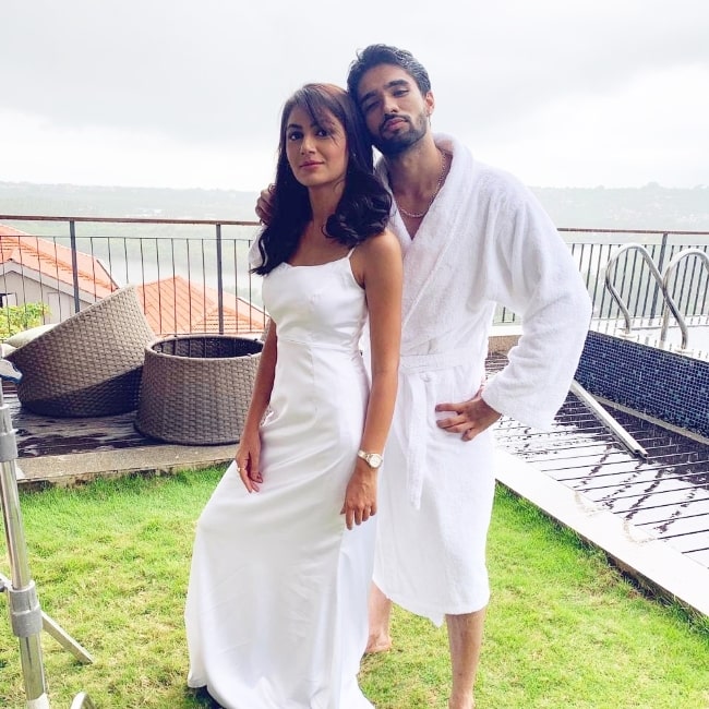 Zeeshan Khan posing for a picture with Sriti Jha in Goa, India in June 2021