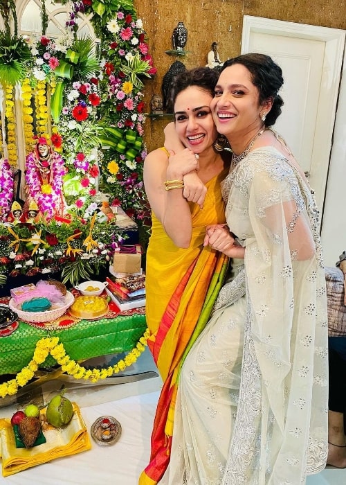 Amruta Khanvilkar (Left) and Ankita Lokhande in September 2021