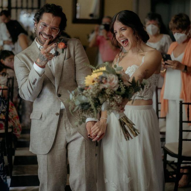 Angel Manuel Soto as seen with his wife on their wedding day in 2021