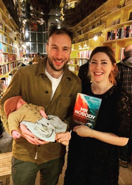 Catherine Steadman as seen in a picture with her husband Ross Armstrong and their child in January 2020